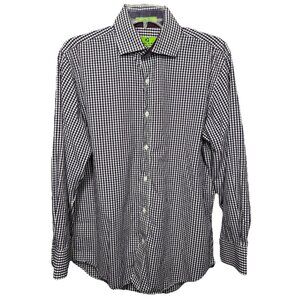 Bristol & Bull Men's Medium Purple‎ White Checkered Long Sleeve Button Down